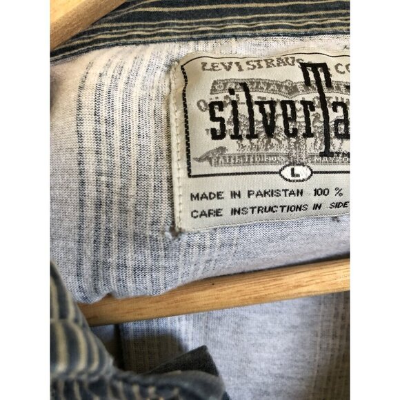 Vintage Levi's SilverTab Striped Polo Shirt Mens Size L 100% Cotton Grunge 90s - Picture 10 of 10